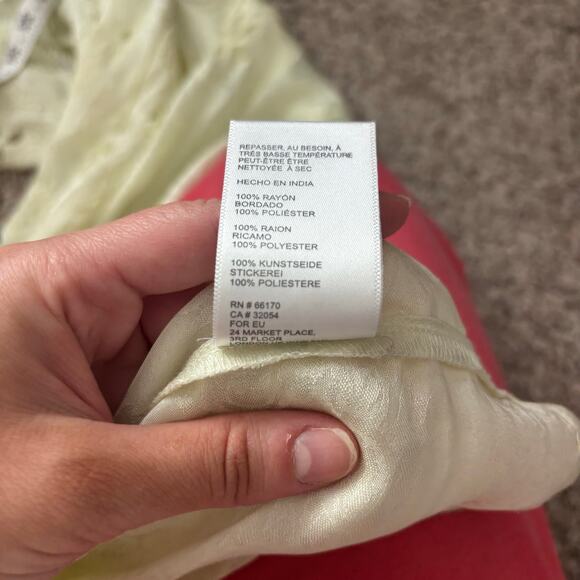 Out From Under Robyn Eyelet Maxi Slip Dress XS Yellow Ethereal Embroidered - Picture 7 of 13